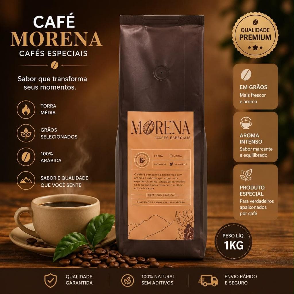 Café Em Grãos 1kg 100% Arábica Café Gourmet Especial Torra Fresca Ideal para Espresso