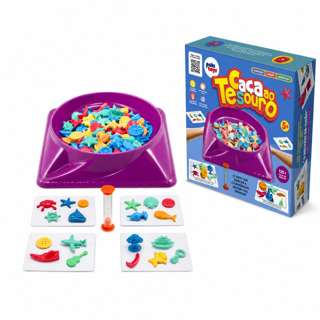 Jogo Caça ao Tesouro 125 Peças Ampulheta Jogo Tabuleiro Infantil Educativo Memória Família