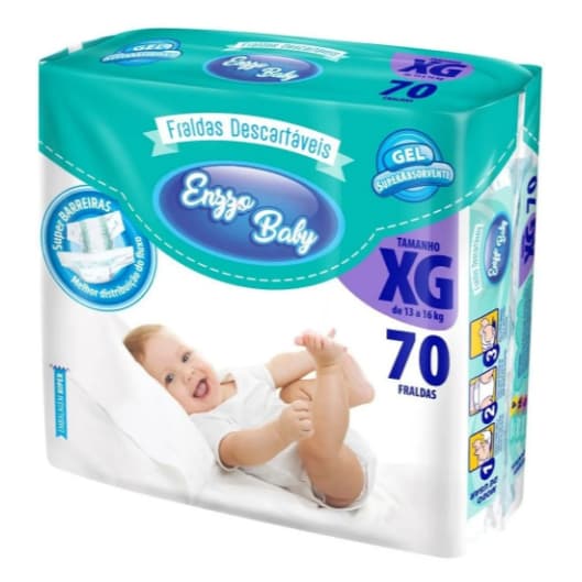 Fralda Descartável Infantil Enzzo Baby Tamanho XG 70 Fraldas 13 a 16kg Extra Grande