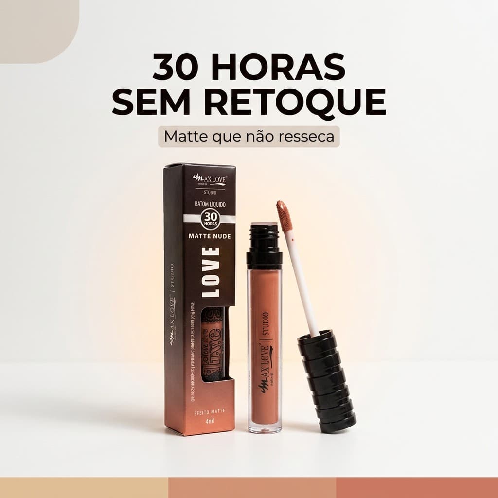 Kit Batom Líquido Matte Max Love 6 Cores Nude Rosa Terracota 30 Horas Não Borra Hidrata Karité Vitamina E 4ml