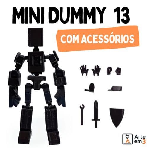 Boneco Mini 13 - Dummy Boneco Articulado Action Figure Brinquedo Educativo Varias Cores 3D