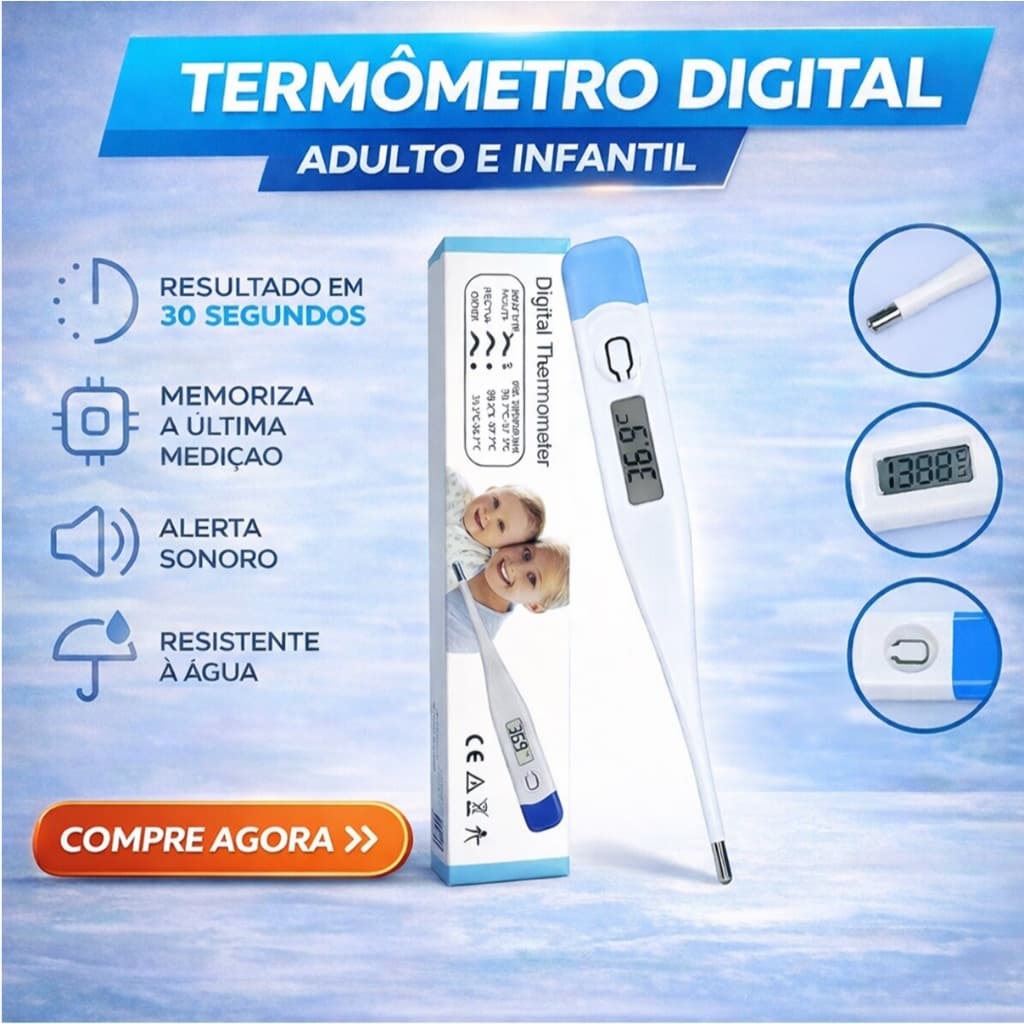Termômetro Digital Portatil Medir Febre Uso Geral