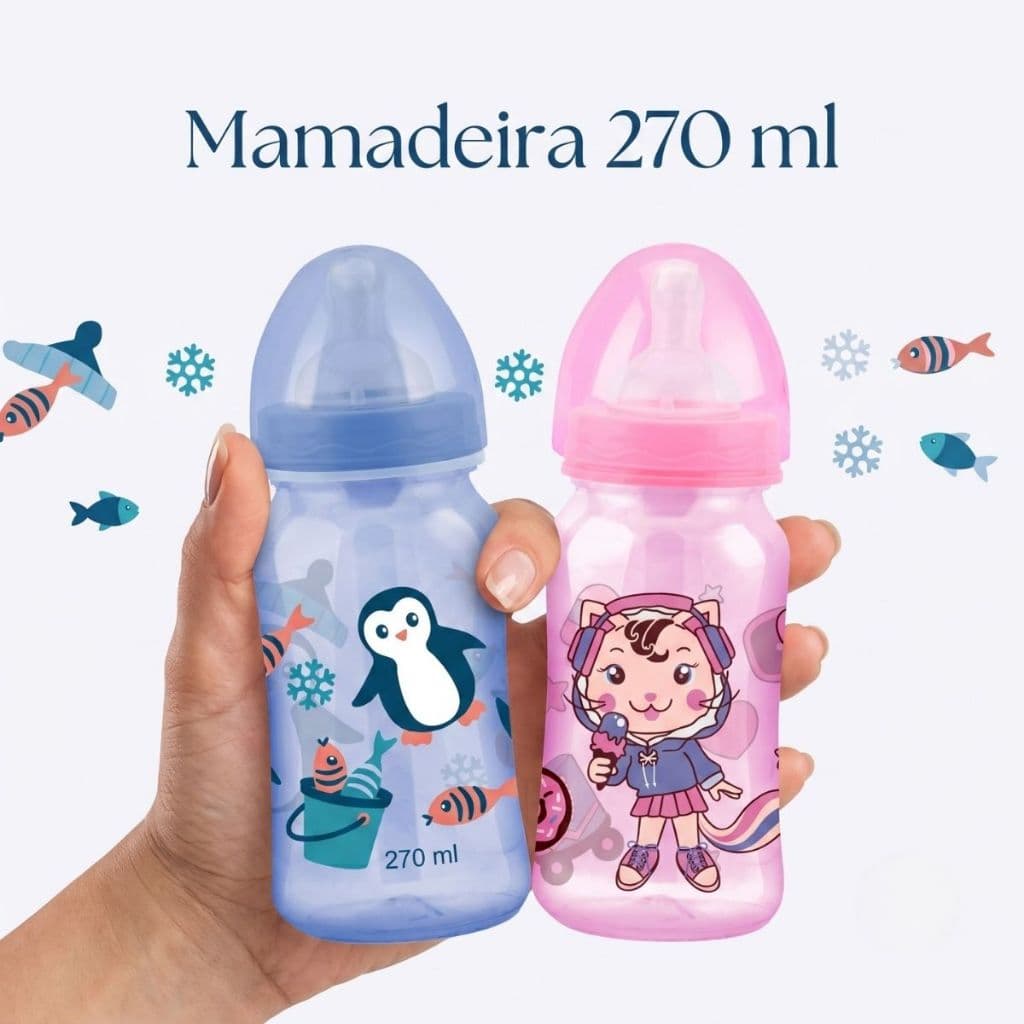 Mamadeira Infantil Bebê Enxoval Bico Silicone Petita Premium 270ml