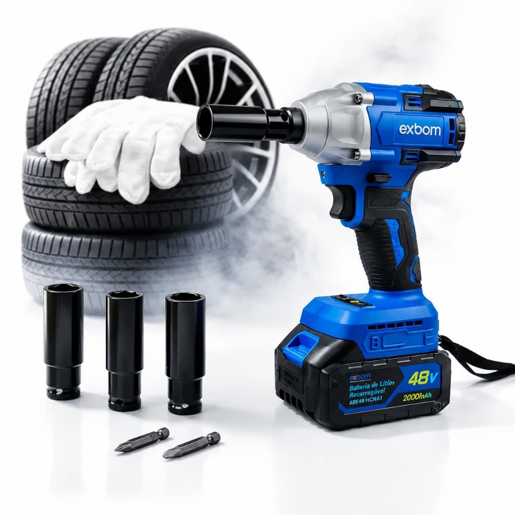Chave De Impacto Intercambiável Parafusadeira Furadeira 1 Bateria 48v Azul 2000mah + Soquetes