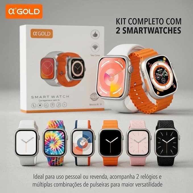 Kit 2 Relógios Smartwatch Series 18 Ultra + 6 pulseiras Relogio inteligente