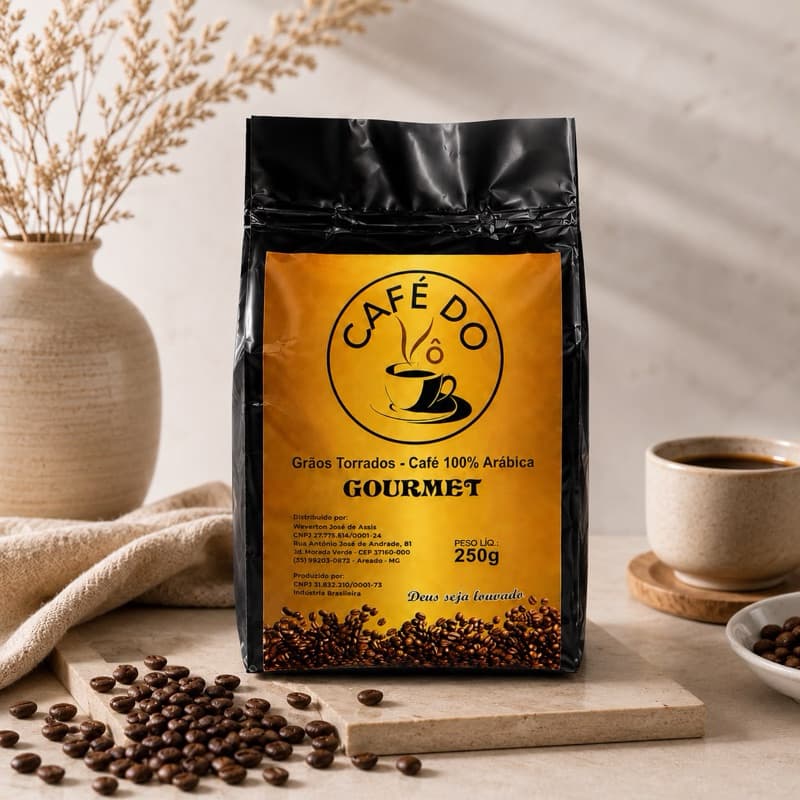 Café em Grãos Torrado 100% Arabica 250gr