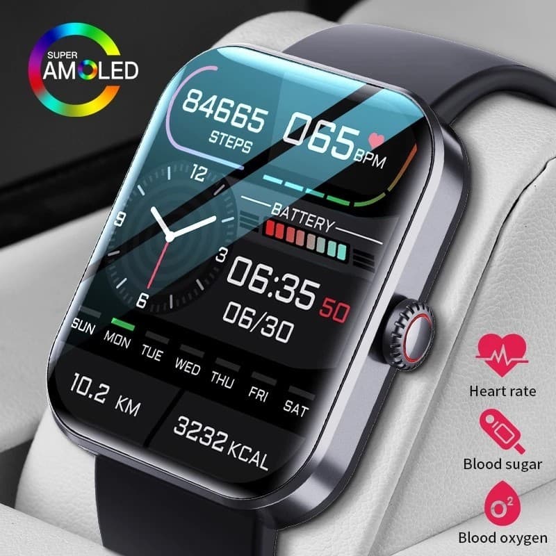YANG WIERA Smartwatch Relógio Inteligente Esportivo à Prova d'Água Monitor de Glicemia e Pressão Arterial
