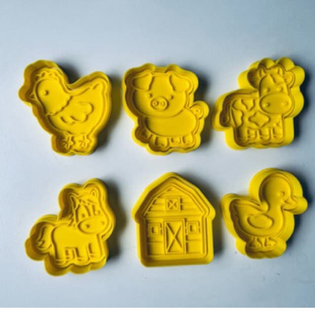 Cortador de Biscoito Fazendinha com Marcador - Confeitaria Biscuit Cerâmica Massinha Modelar Bolacha