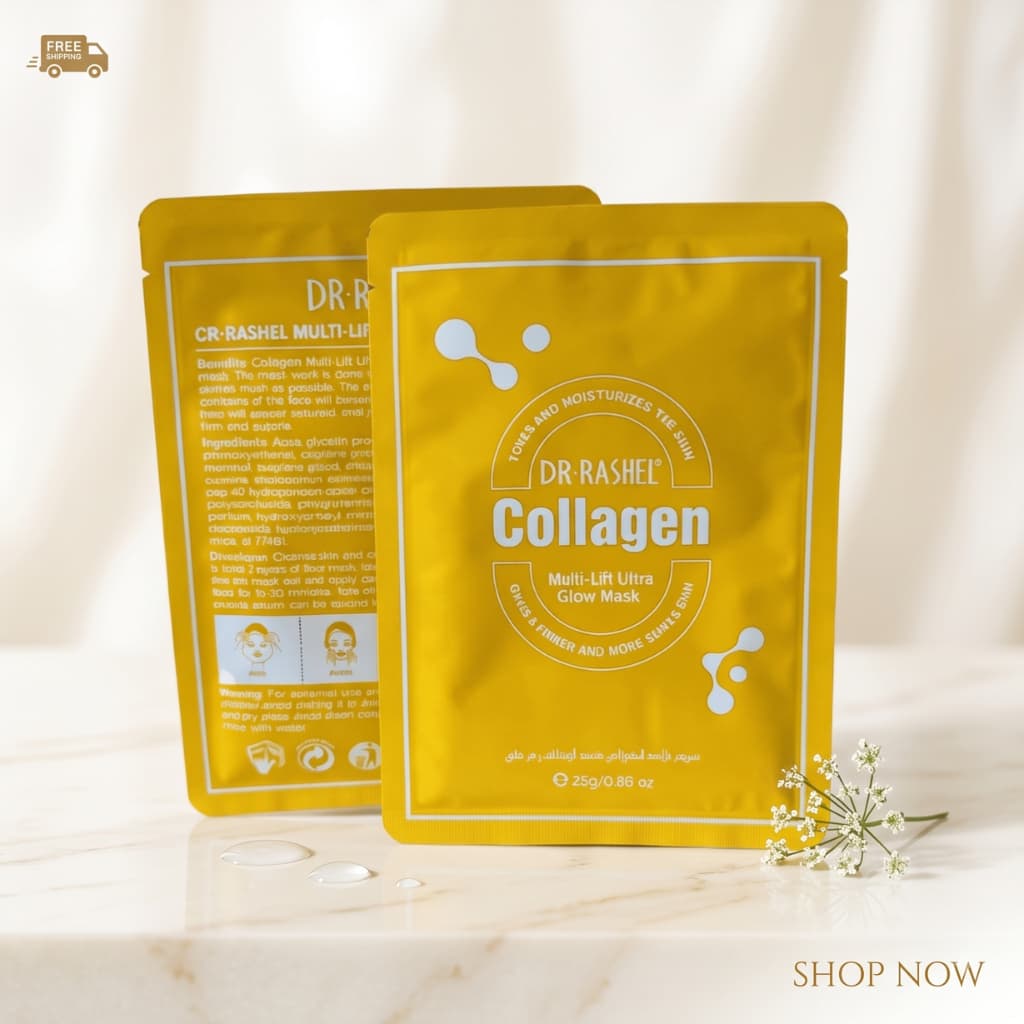 Máscara Facial Árabe Colágeno Dr. Rashel – Efeito Lifting Imediato, Firmeza, Glow e Anti-Idade (1 Unidade)
