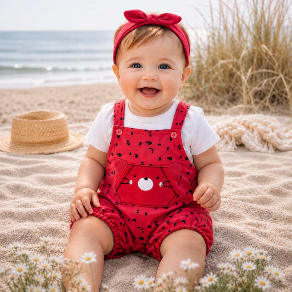 Conjunto Bebê Menina Body Suedine e Jardineira Estampada e Bordada Zupa Zuka (Roupa de Bebê)