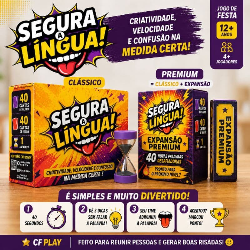 Segura a Língua – Jogo de Cartas para Família e Amigos | Jogo de Festa 12+ | CF Play