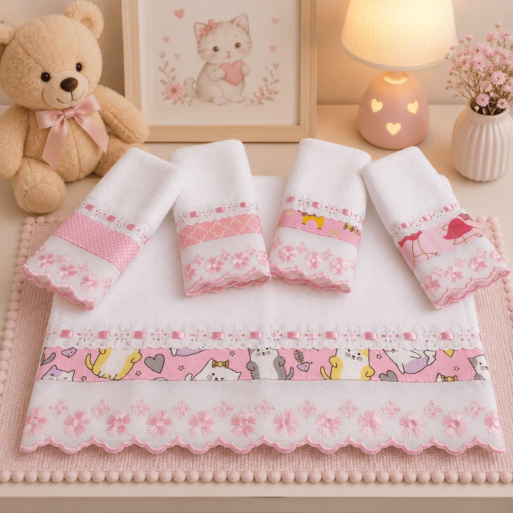 Kit 5 Fraldas de Boca Babete Passafita e Lasy Bebê Pano 100% Algodão Dupla Camada Enxoval Maternidade