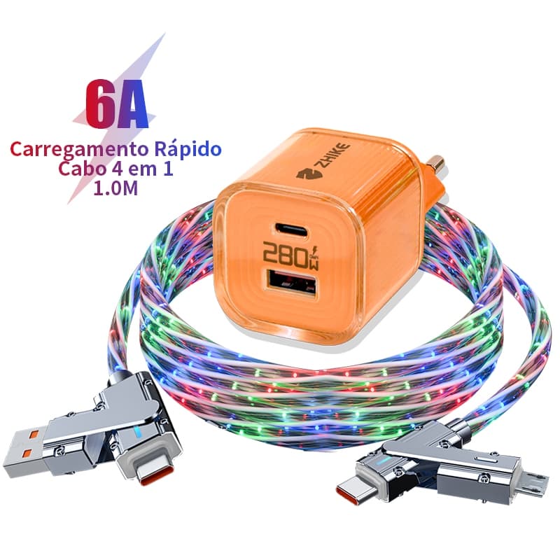 Cabo Celular Carregamento Rápido Carregador 4 em 1 Tipo C V8 1M Céu estrelado Com Adaptador GaN