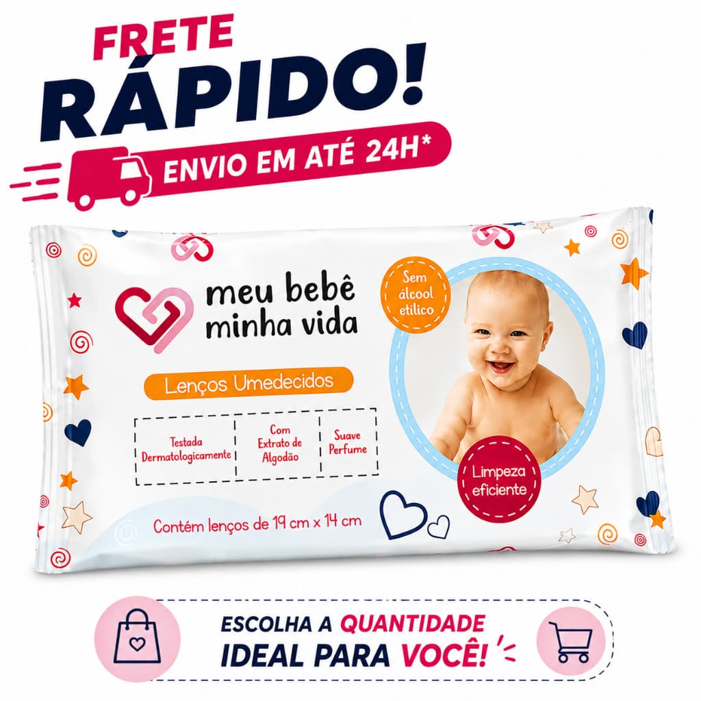 Lenço Umedecido Hipoalergênico Bebê Nutriex Meu Bebê Minha Vida Limpeza e Higiene Infantil