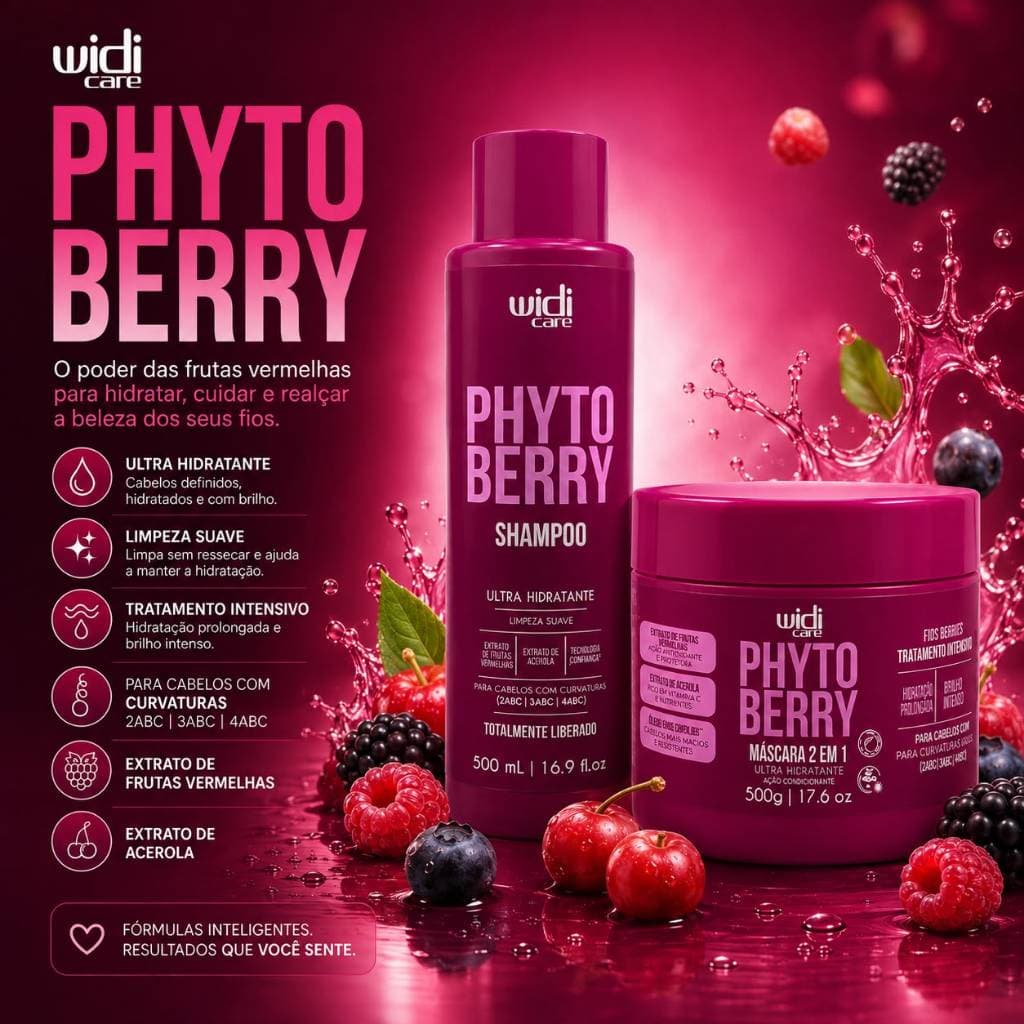 Kit Phytoberry Shampoo e Máscara 2 em 1 Ultra Hidratante - Widi Care 500ml