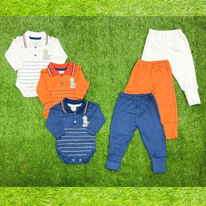 Kit Body Gola Polo Manga Longa ou Kit Calça para Bebê Masculino em Suedine de Algodão, conforto do bebê menino, enxoval