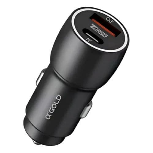 Carregador Veicular Agold 60W Turbo + Cabo Lightning ou Tipo C