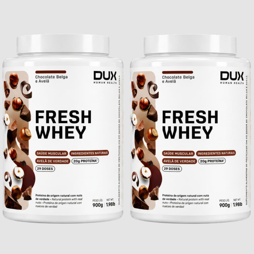 2 FRESHWHEY CHOCOLATE E AVELÃ DUX 900G | WHEY PROTEIN PREMIUM