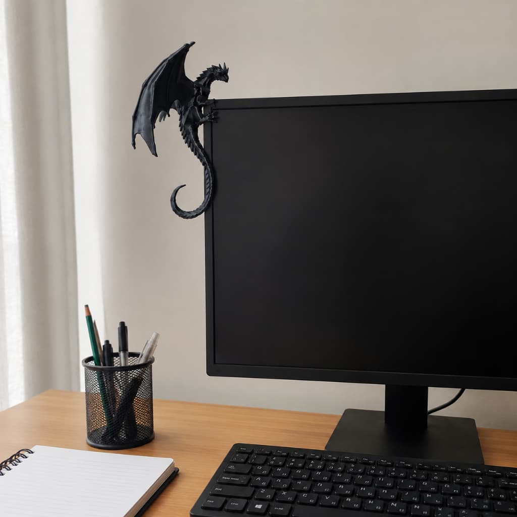 Dragão Decorativo para Monitor de Computador Encaixe de Canto Decoração Gamer 3D
