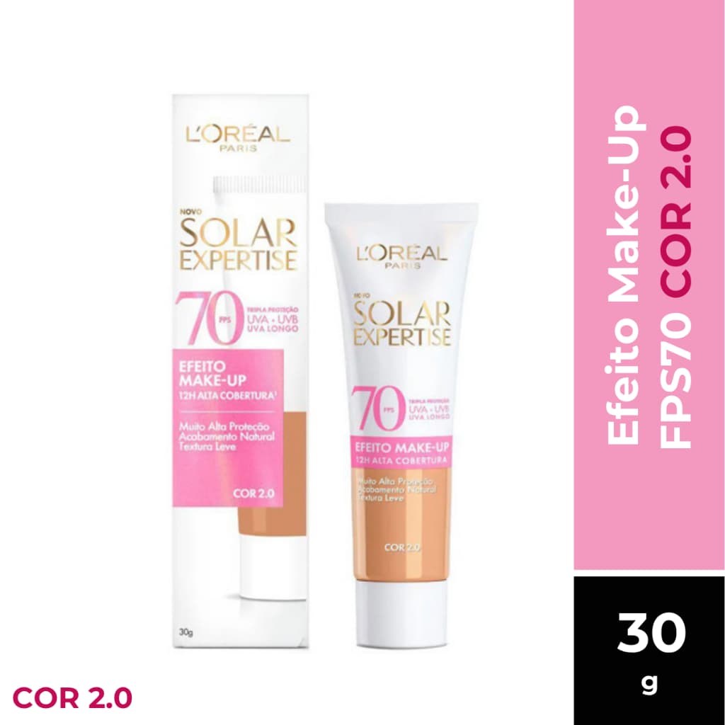 PROTETOR SOLAR EXPERTISE EFEITO MAKE-UP FPS70 COR 2.0 LORÉAL PARIS 30G