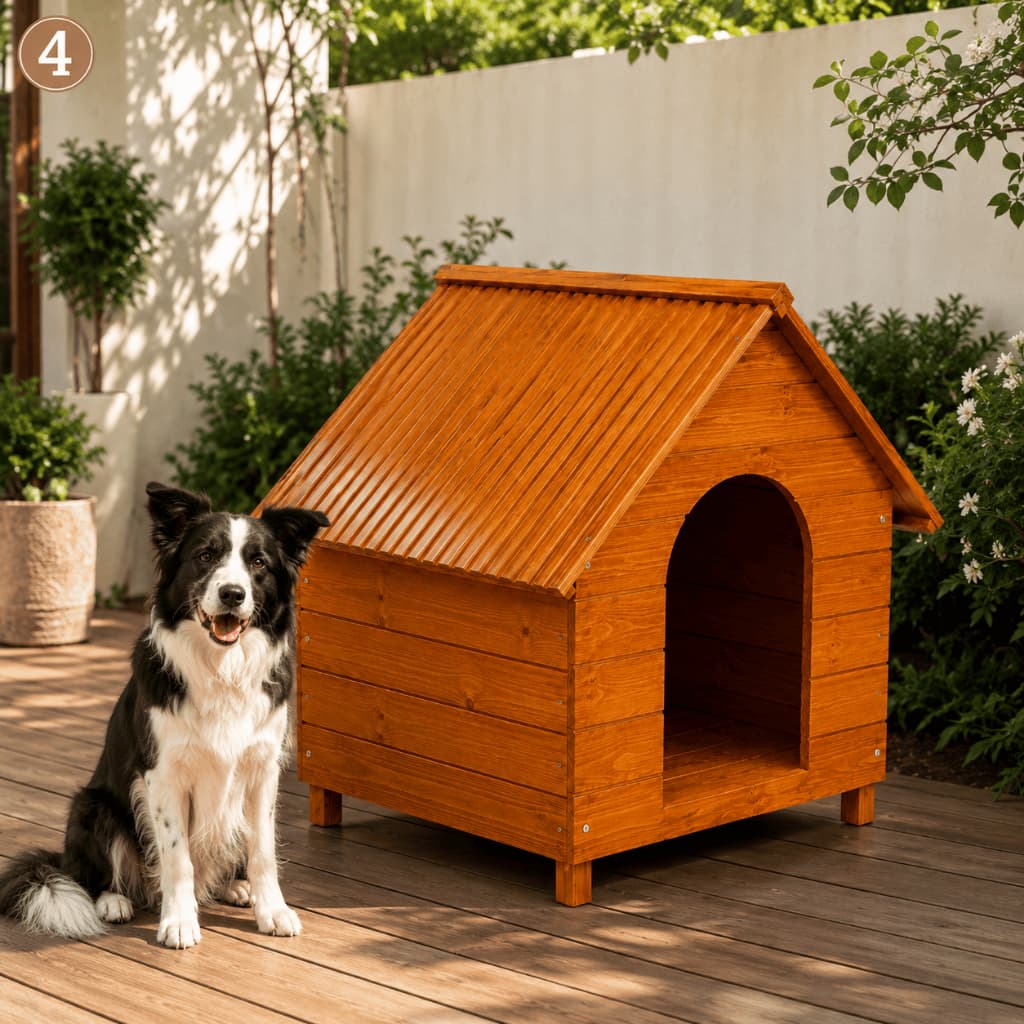 Casinha Madeira Para Cachorro Com Base Elevada Grande No4