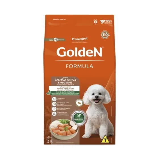 Ração Golden Fórmula para Cachorro Adulto Raças Pequenas Salmão Arroz e Vegetais 15kg Premier Pet Cães