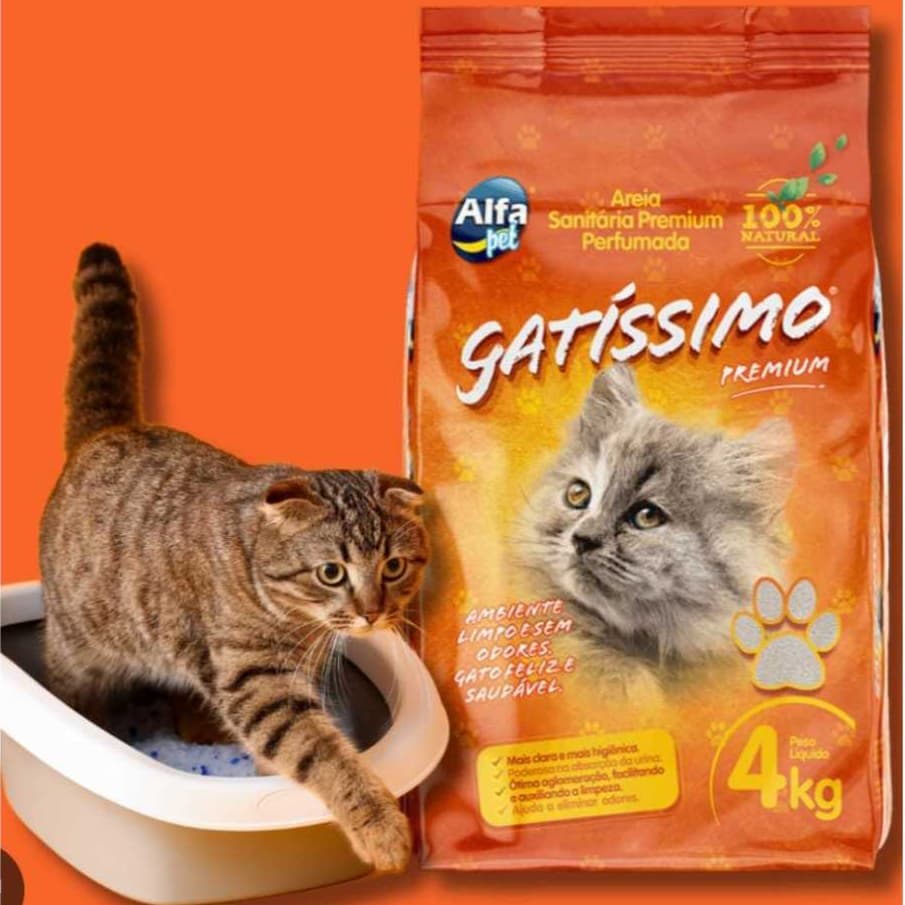 Areia Sanitária Gatíssimo Premium Alfa Pet 4Kg – Alta Absorção e Controle de Odores para Gatos e Pequenos Animais