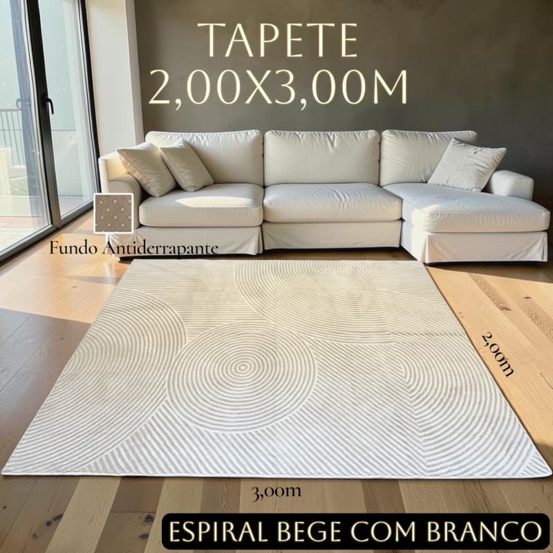 Tapete Grande 2,00x3,00m para Sala Quarto Macio Antiderrapante Estampa Geométrica
