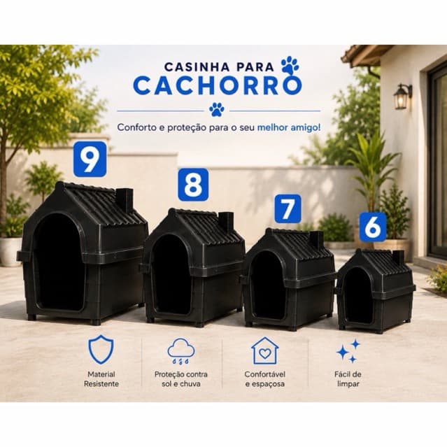 Casa Casinha Cachorro Plástica Porte Grande Médio Pequeno N9 N8 N7 N6
