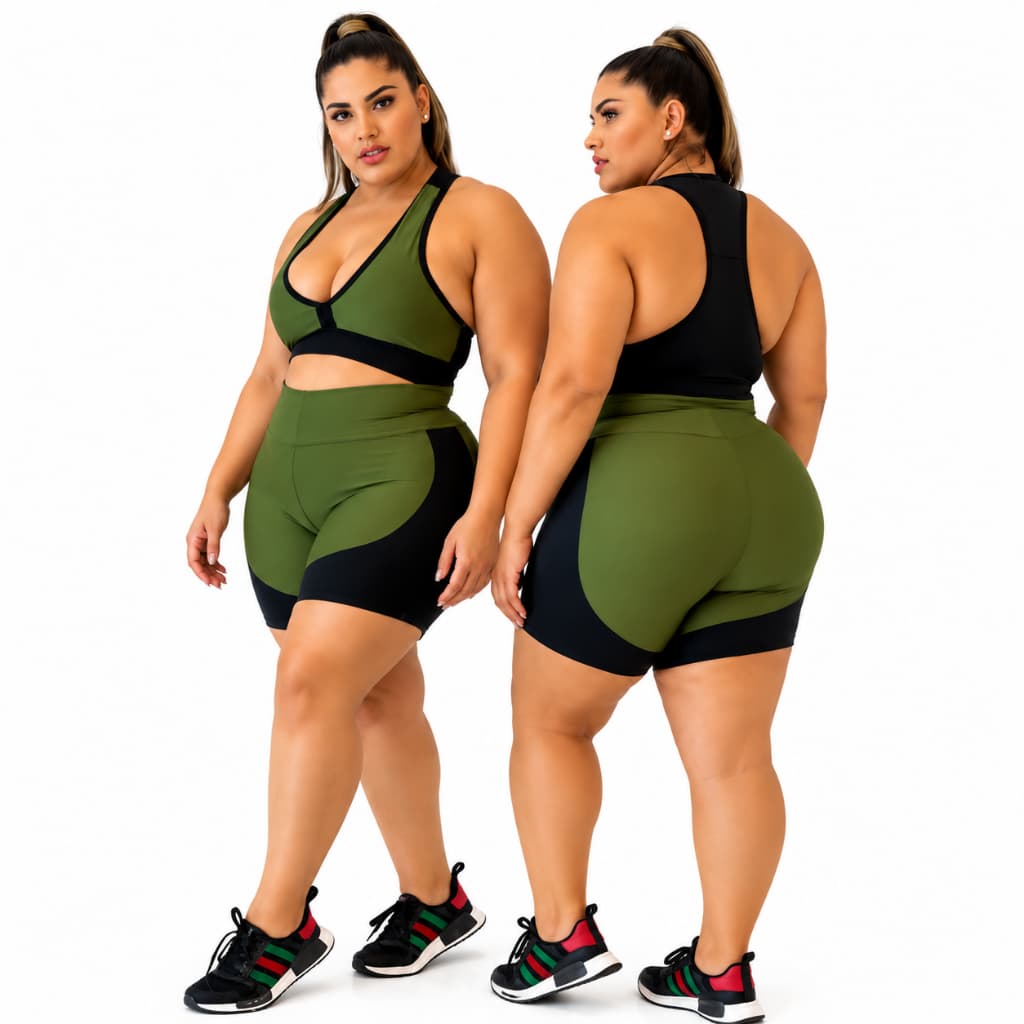 Conjunto Academia Feminino Roupa Fitness Plus Size Conjunto Treino Feminino Conjunto Top E Short Musculação Yoga REF756