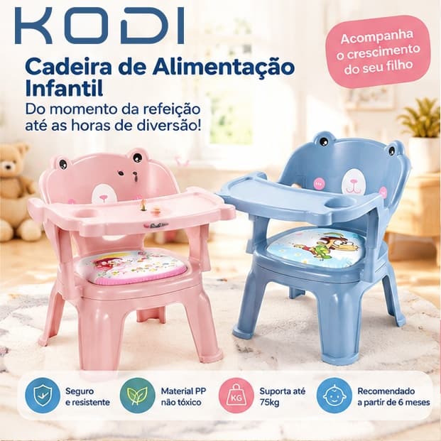 Cadeira de Alimentação Bebê Infantil KODI Portátil com Bandeja Removível Brinquedo 75kg P3