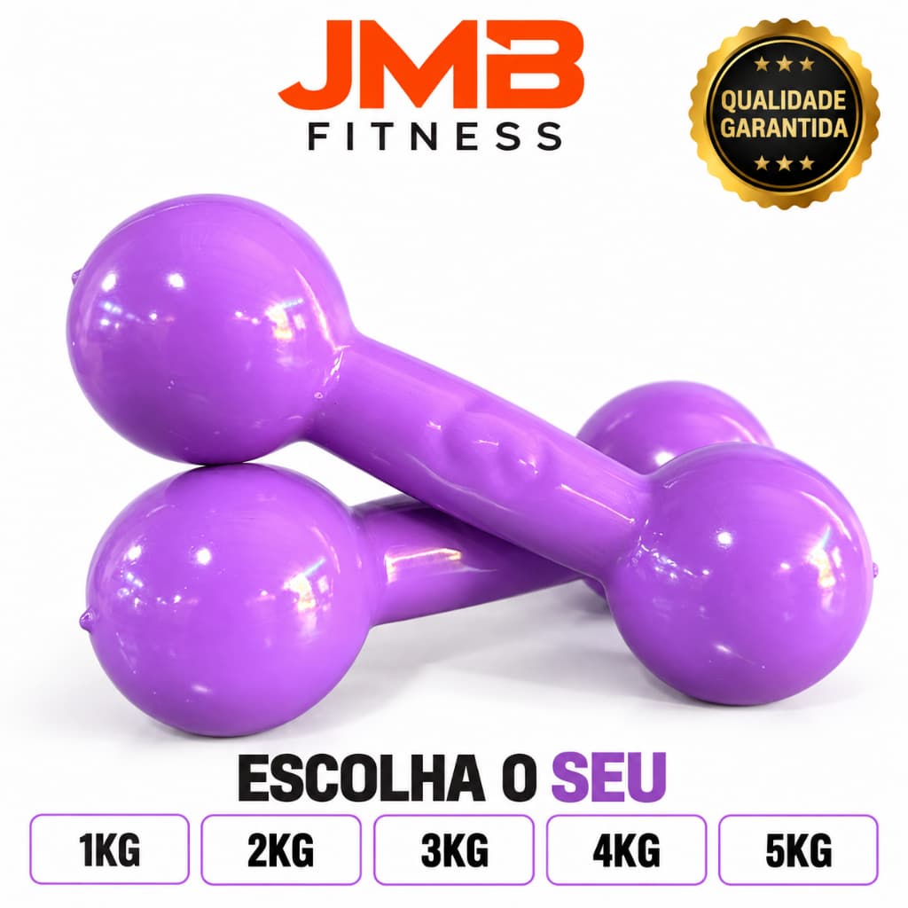 Halteres Bola Emborrachados Lilás (PAR) 1kg a 5kg Academia Musculação