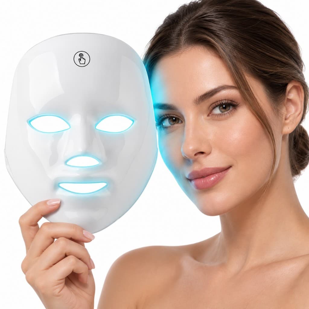 Máscara Facial LED 7 Cores Fototerapia Anti Acne Rejuvenescimento Anti-idade Rugas Skincare USB