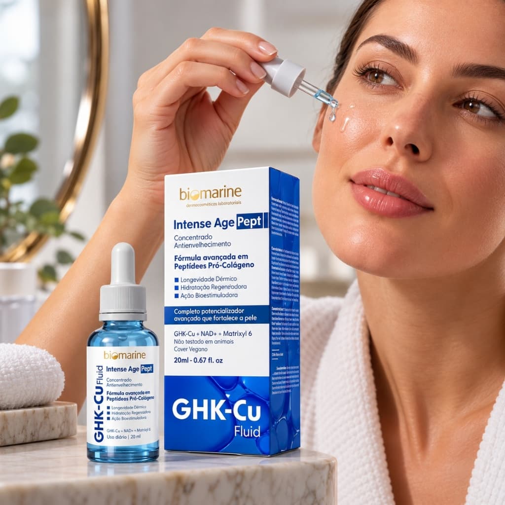 Sérum Facial Biomarine Intense Age Pept GHK-Cobre 20ml NAD+ Matrixyl 6 Anti-idade Firmador Pró-Colágeno