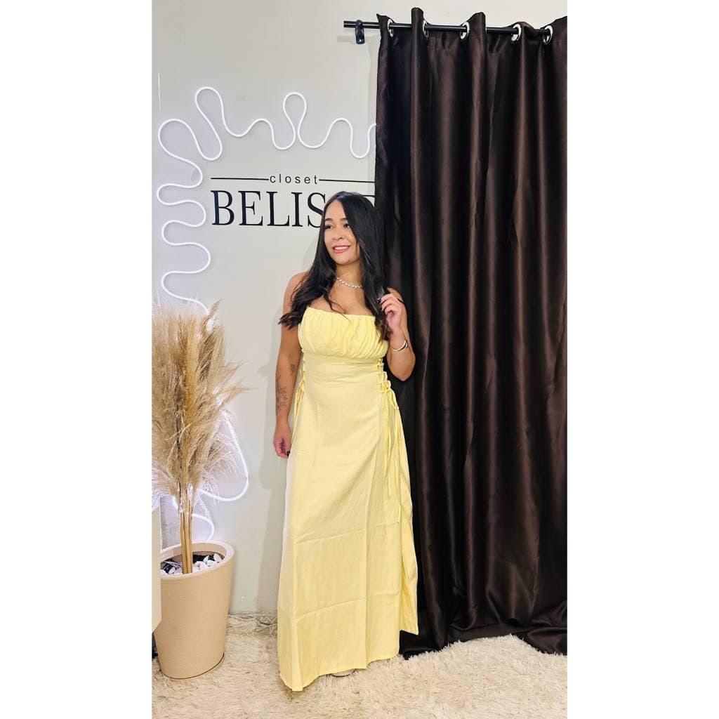 VESTIDO LONGO FEMININO VESTIDO LEVE VESTIDO DE ALÇA VESTIDO  AMARELO VESTIDO ELEGANTE VESTIDOS VESTIDO MIDI VESTIDO MIDI