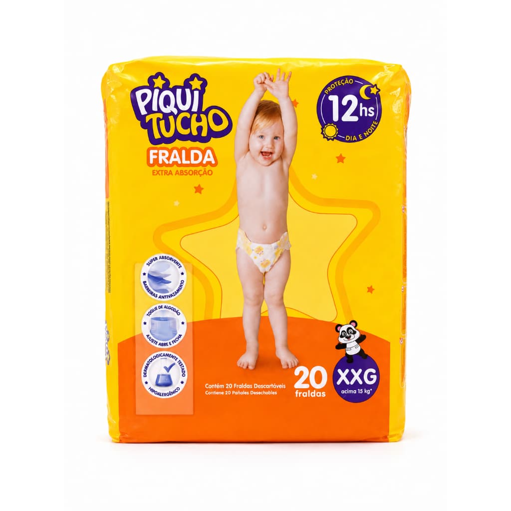 Fralda Descartável Piquitucho Extra Absorção XXG