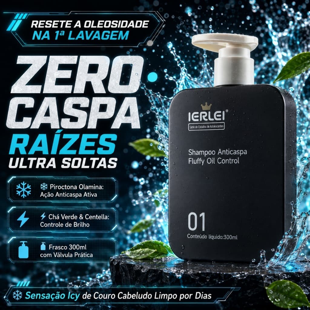 shampoo anticaspa 300ml fluffy oil controle shampoo hidratante cuidados com o cabelo
