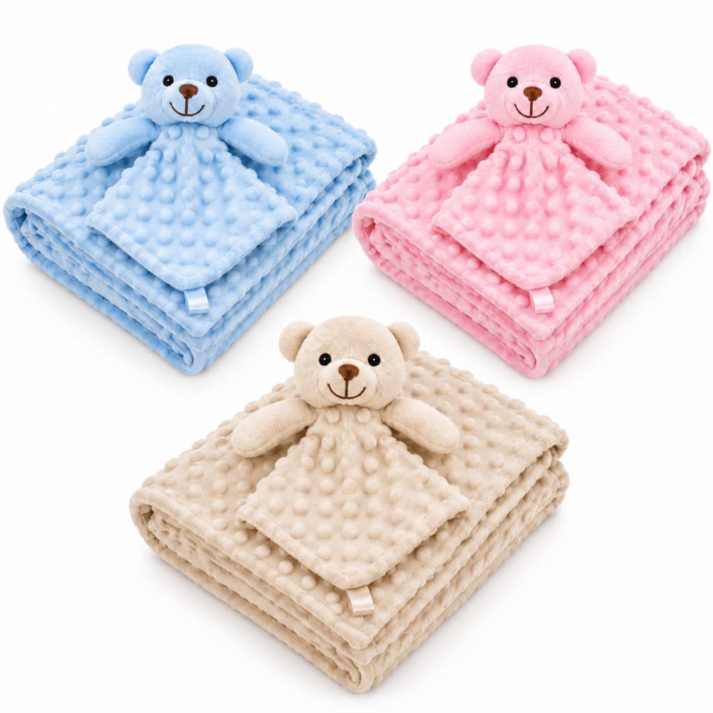 Kit Manta + Naninha Pipoquinha com Prendedor de Chupeta Bebê Infantil Hipoalergenica Maternidade Cha de Bebe Enxoval