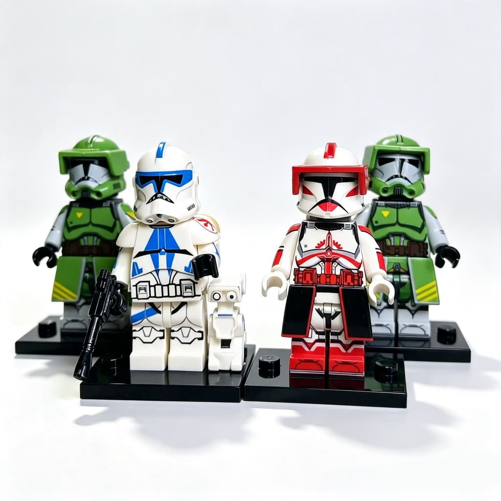 Kit 4 Minifiguras Soldados Clone Trooper Star Wars Compatível com LEGO Blocos de montar