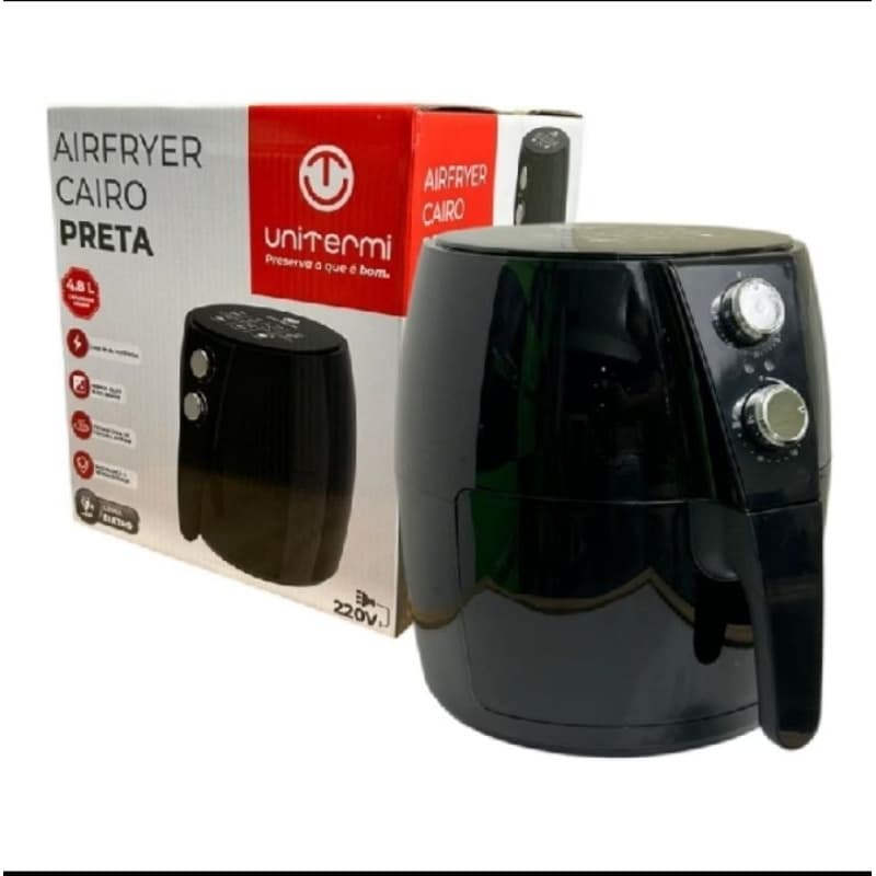 Fritadeira Sem Óleo Air Fryer 4,8L 1500W Unitermi – Preta, 127V