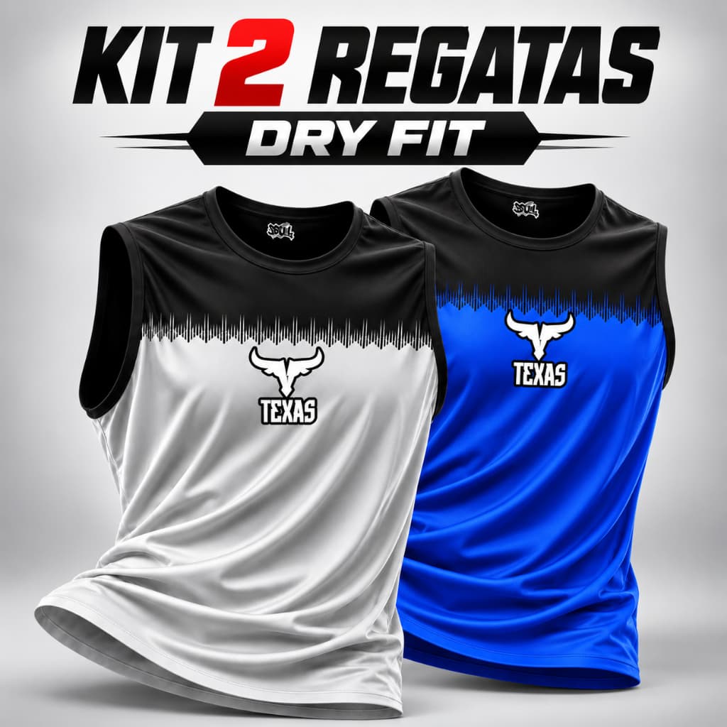 Kit 2 Regatas Masculinas Dry Fit Sublimada Esportiva Academia Treino Musculação Moda Fitness Verão