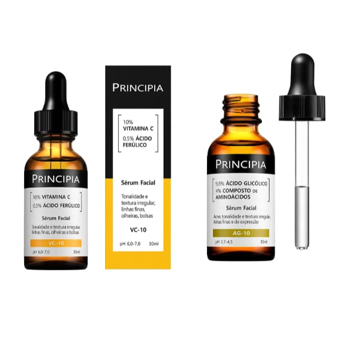 Kit 2 Sérum Facial VC-10 10% Vitamina C 0,5% Ácido Ferúlico 30ml com Pipo