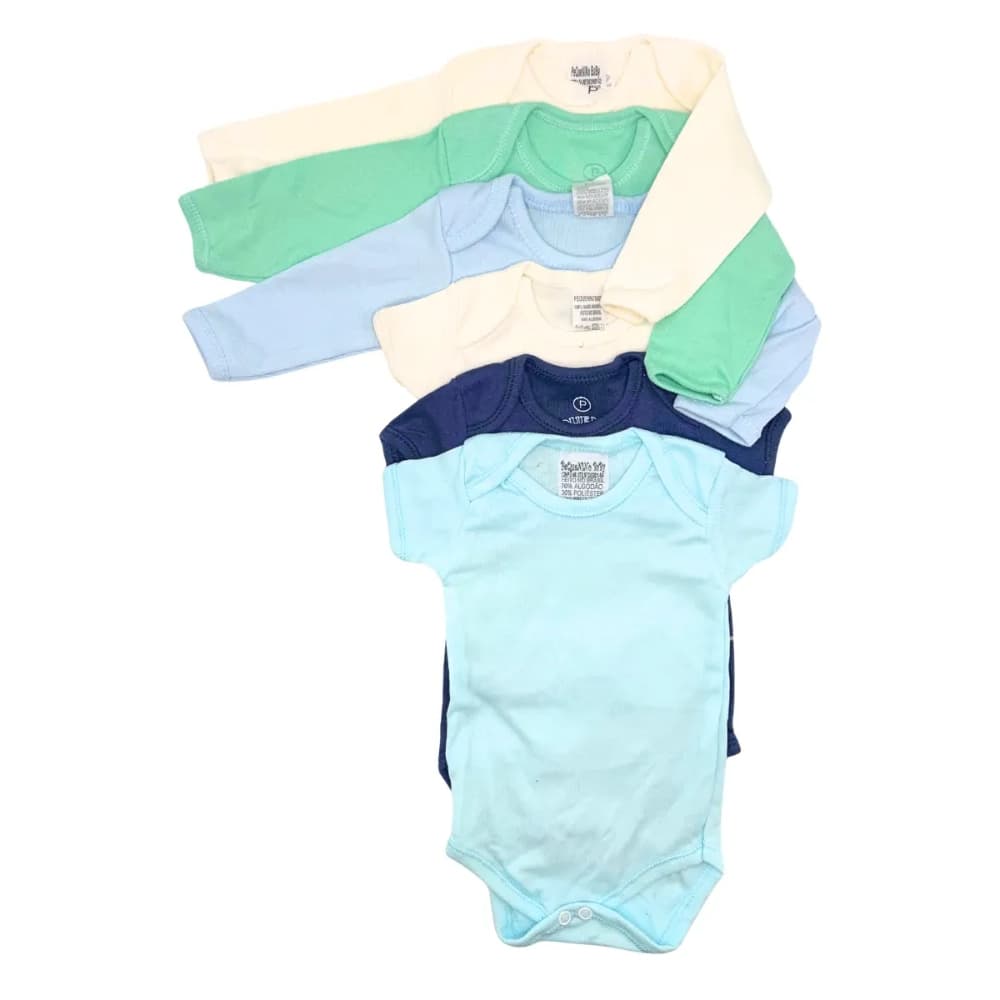 Kit 5 Bodies Bebê Menino Malha Algodão Enxoval Recém Nascido Macio Confortável Roupa Infantil