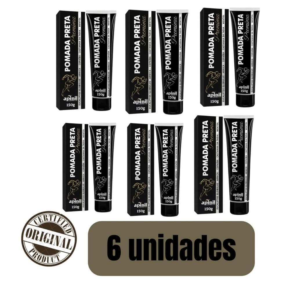 Kit Pomada Preta Premium Apinil 150g Gel Massageador Alívio Dores Musculares Articulares Cansaço Corpo e Atacado Kit 2 3