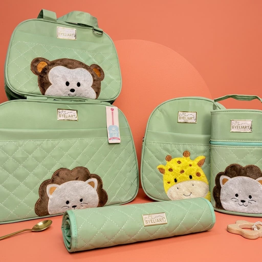 Kit Bolsas Maternidade 5 Peças Reforçada Para Bebês e Recém Nascidos Menino Menina Luxo Impermeável