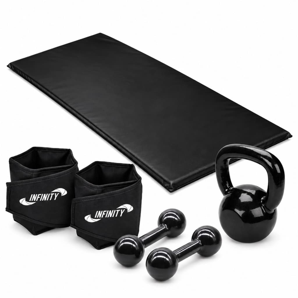 Kit Aeróbico em Casa Caneleira 3kg Halter 2kg Kettlebell 4kg Colchonete Treino Funcional Fitness