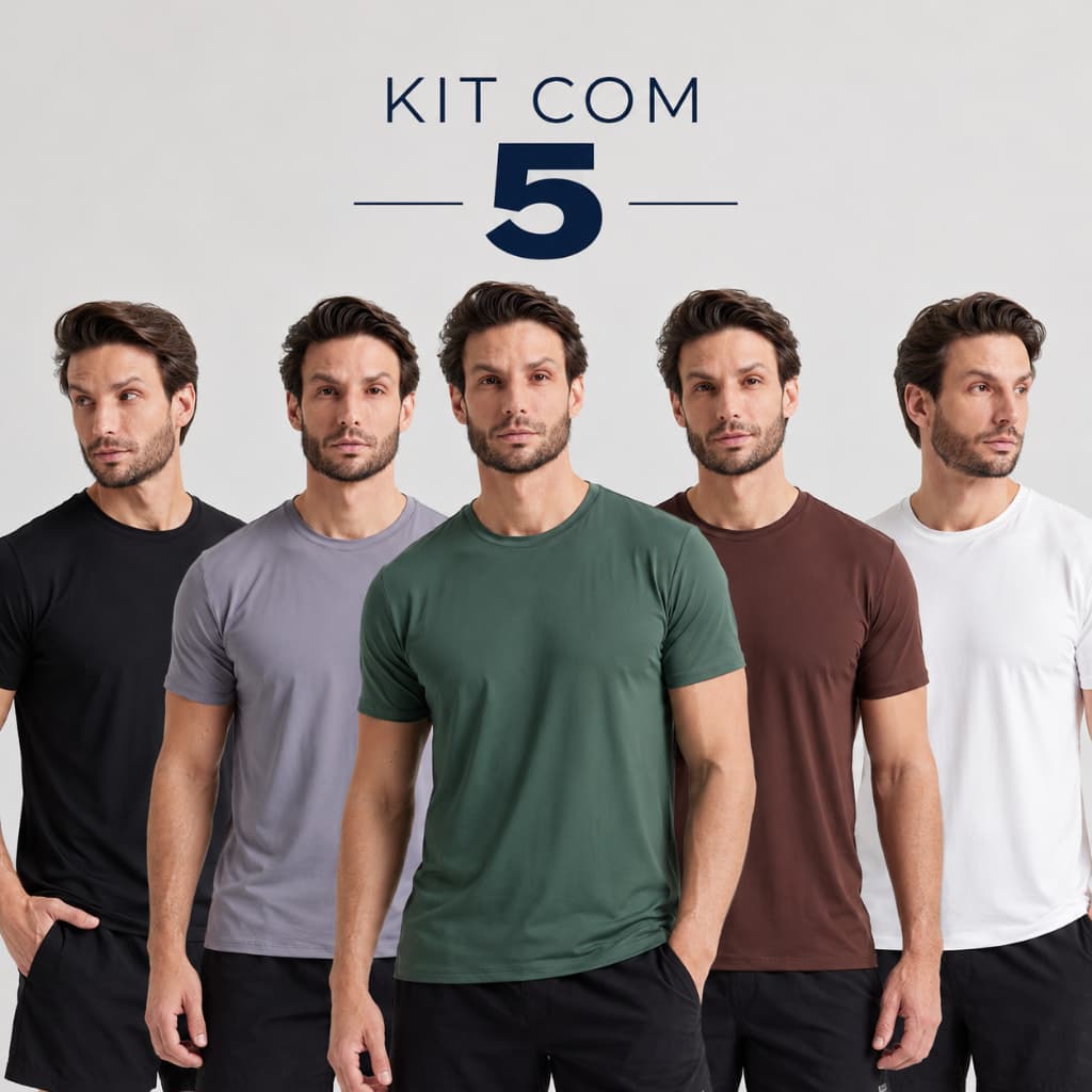 Kit 5 Camisetas Tech de Treino Poliamida + Elastano Leve Anti Odor Treino Academia Corrida Musculação Secagem Rápida