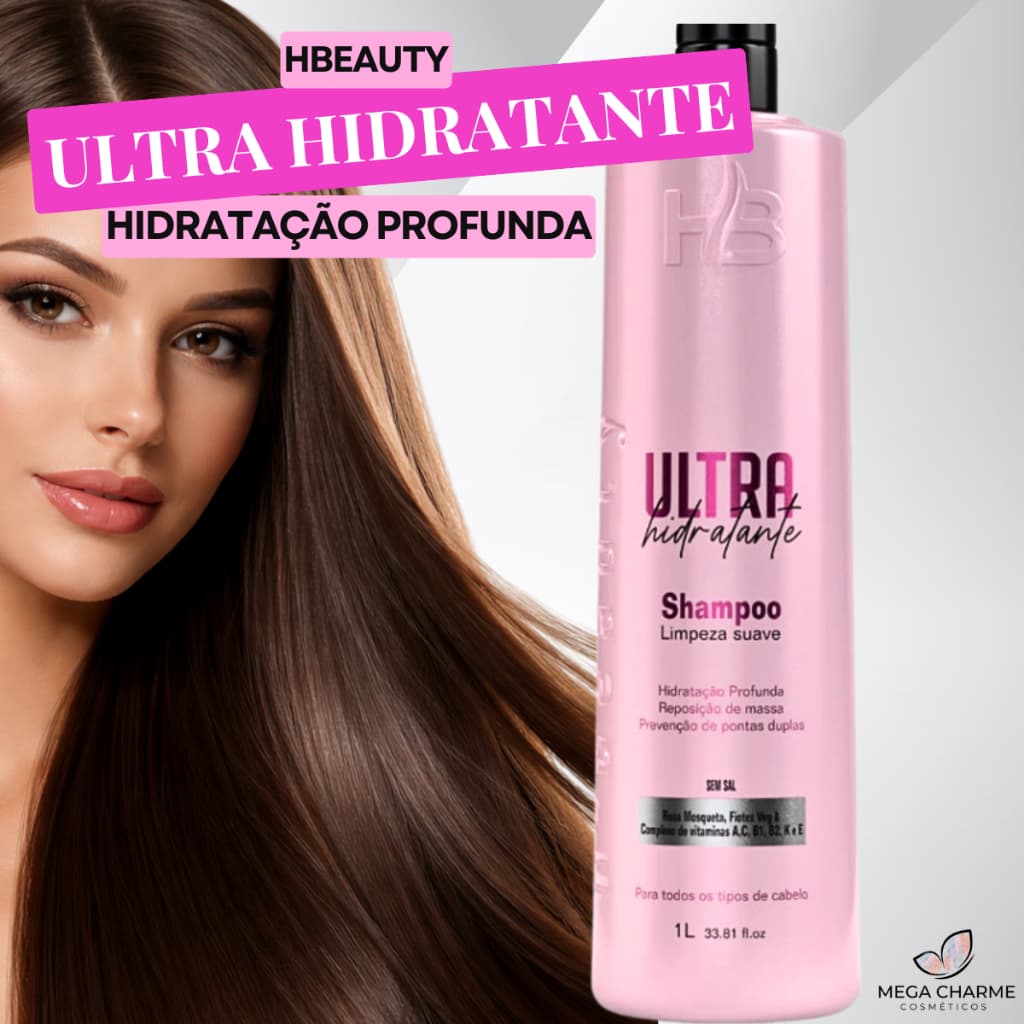 Hbeauty Ultra Hidratante Rosa Mosqueta Shampoo Profissional 1 Litro