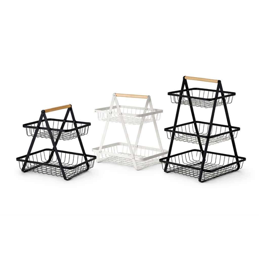 🍎 Fruteira de Mesa Multiuso Metal e Madeira 2 ou 3 Andares | Organizador de Bancada Cozinha