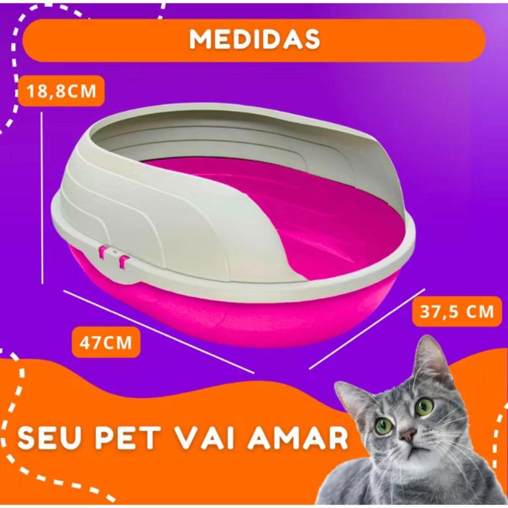 Caixa de Areia Sanitária Bandeja Higiênica Furba Prime Pet Com arco para Gatos Resistente Qualidade Envio Imediato